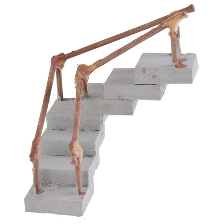 Corner wooden staircase with handrail, dimensions 7.5x7.5x5.7 cm h
