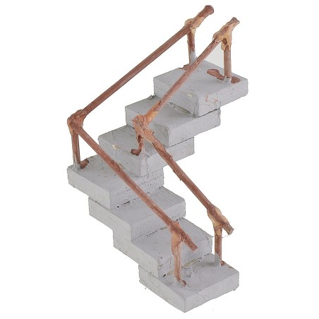 Wooden corner staircase with handrail 7.5x7.5x5.7 cm h