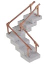 Corner wooden staircase with handrail, dimensions 7.5x7.5x5.7 cm h