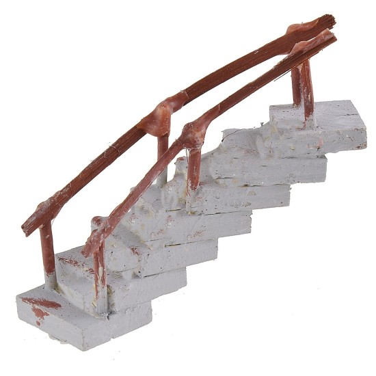 Escalera curva de madera con pasamanos de 2,7x8,6x4,5 cm de altura.