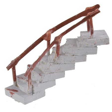 Scala curva in legno con corrimano cm 2,7x8,6x4,5 h
