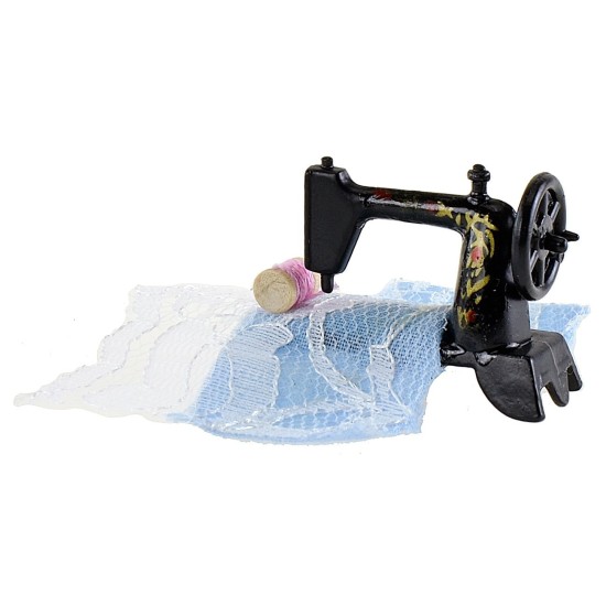 Macchina da cucire per presepe con stoffa cm 3,5x1,4x2,7 h