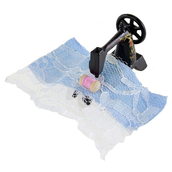Macchina da cucire per presepe con stoffa cm 3,5x1,4x2,7 h
