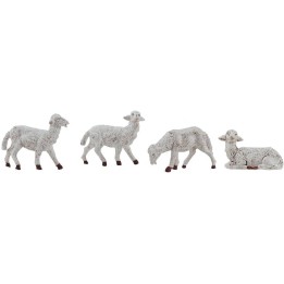 Conjunto de 4 ovejas para belén en pvc patinado para estatuas