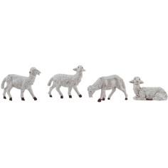 Set of 4 sheep for nativity scene in patinated PVC for statues