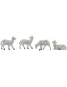 Set of 4 sheep for nativity scene in patinated PVC for statues