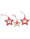 Juego de 3 adornos de Navidad en forma de estrella de madera de