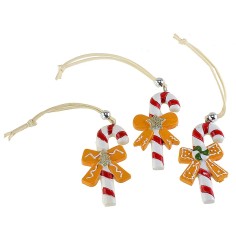 Juego de 3 bastones de caramelo de resina de 4,2x8,1 cm de