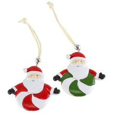 Juego de 2 colgantes de Papá Noel de resina de 7,5x7,4 cm h