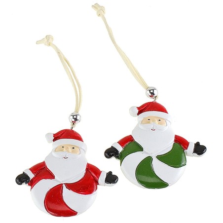 Juego de 2 colgantes de Papá Noel de resina de 7,5x7,4 cm h