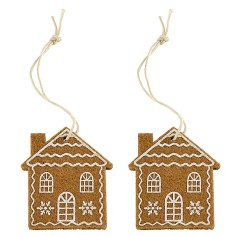 Coppia di casette da appendere in feltro cm 4,5x5,8 h feltro