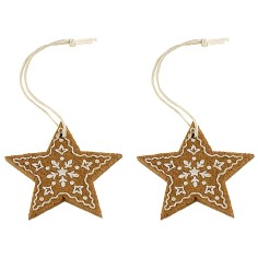 Set 2 appendini stella in feltro cm 5,5x5,2 h