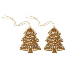 Set 2 alberi di Natale in stile cookie cm 3,9x5,5 h