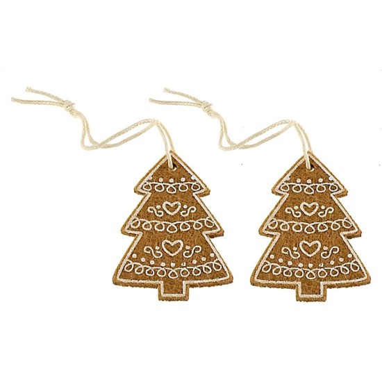 Conjunto de 2 árboles de Navidad estilo galleta de 3,9x5,5 cm h