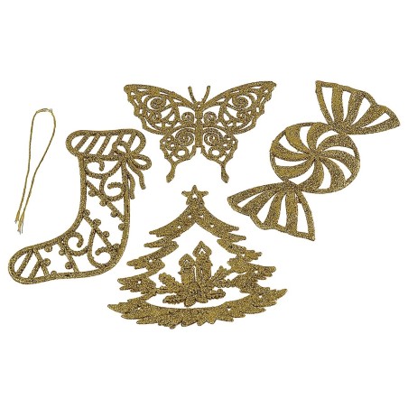 Set 4 decori natalizi in oro glitterato