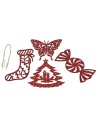 Set 4 decorazioni di Natale rosso glitterato