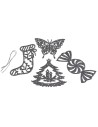 Set 4 addobbi per albero di Natale color argento glitterato