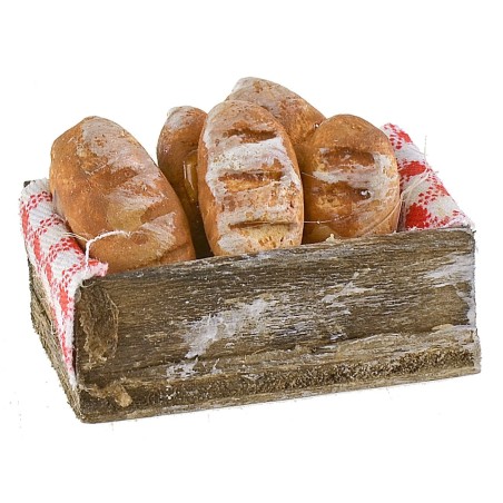 Cassetta in legno con pane cm 3,2x2x1,4 h altezza, statue