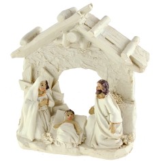 Natività bianca con capanna cm 10,5x4,5x11 h 2