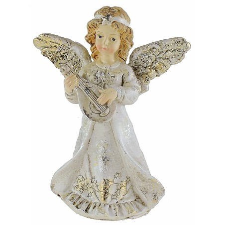 Angelo con mandolino in resina 12 cm resina, angelo, altezza