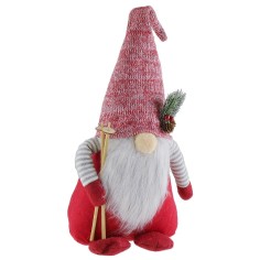 Gnomo navideño esquiador altura 55 cm ancho, navideño