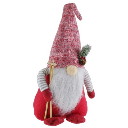 Gnomo navideño esquiador altura 55 cm ancho, navideño