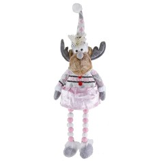 Renna natalizia con gonnellino rosa h 54 cm