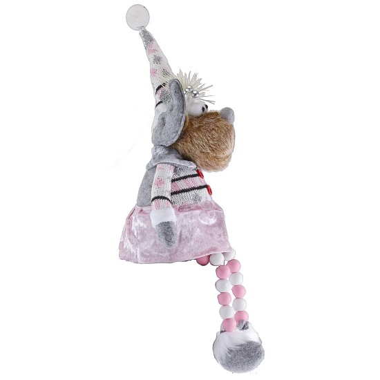 Renna natalizia con gonnellino rosa h 54 cm
