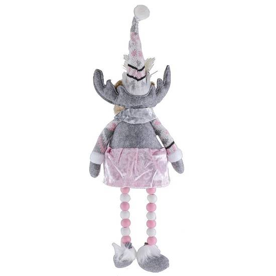 Renna natalizia con gonnellino rosa h 54 cm