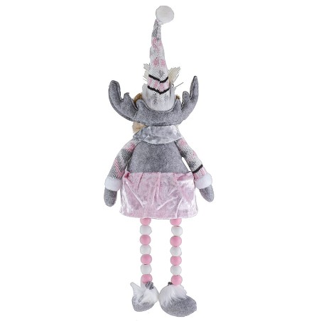 Renna natalizia con gonnellino rosa h 54 cm
