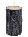 Trunk effect candle with battery-operated LED flame h 12.5 cm