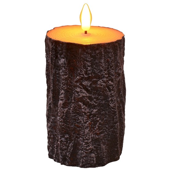 Trunk effect candle with battery-operated LED flame h 12.5 cm