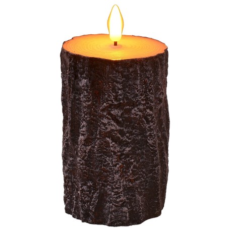 Trunk effect candle with battery-operated LED flame h 12.5 cm