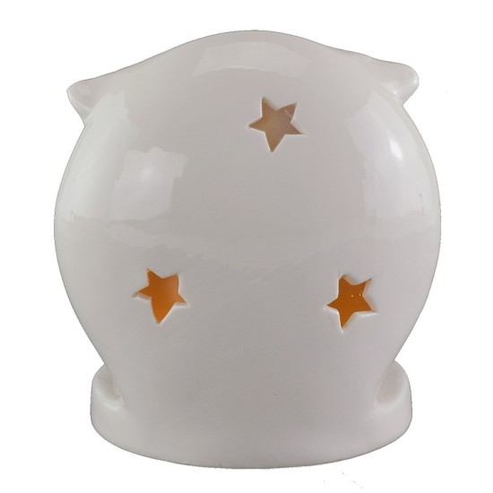 Nativity with illuminated porcelain angel 12.5x10x16 cm h