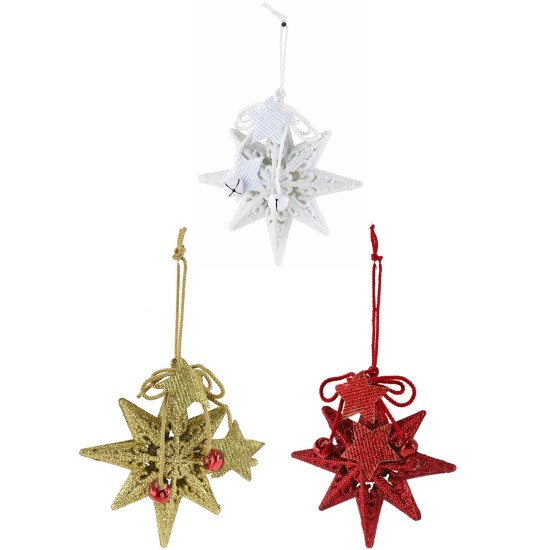 Stella glitterata oro cm 13x13 h stella, glitterata, appendere