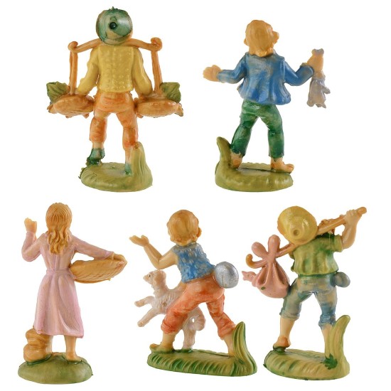 Set 5 soggetti cm 4 per presepe base, materiali, presepe