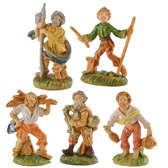 Set of 5 shepherds 4 cm for nativity scene