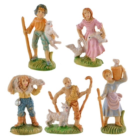 Set 5 statuine cm 4 per presepe