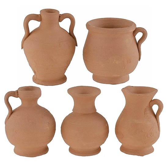 Set 5 anfore in terracotta h 3-4 cm terracotta, anfore
