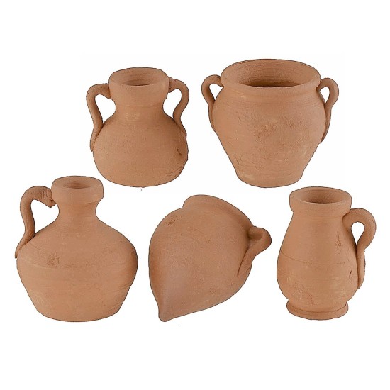 Conjunto de 5 ánforas de terracota de 2,9-3,7 cm de altura, terracota, ánforas.