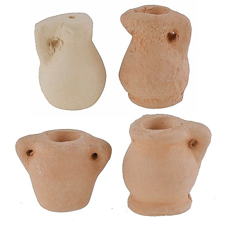 Juego de 4 ánforas de terracota de altura 1,4-1,9 cm, terracota, ánforas.