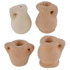 Juego de 4 ánforas de terracota de altura 1,4-1,9 cm, terracota, ánforas.
