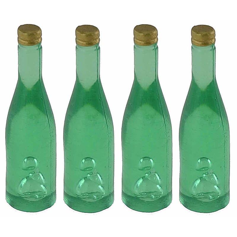 Set 4 bottiglie verde chiaro cm 3,6 h minuterie presepe Mondo