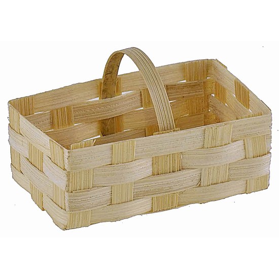 Rectangular wicker basket with handle 5.5x3x3.5 cm h nativity
