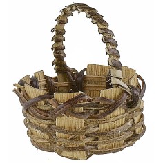 Dark wicker basket with handle, diameter 4x4.2 cm, small parts. 2