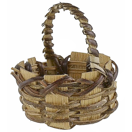 Cesta oscura de mimbre con asa cm ø 4x4,2 h ferretería.