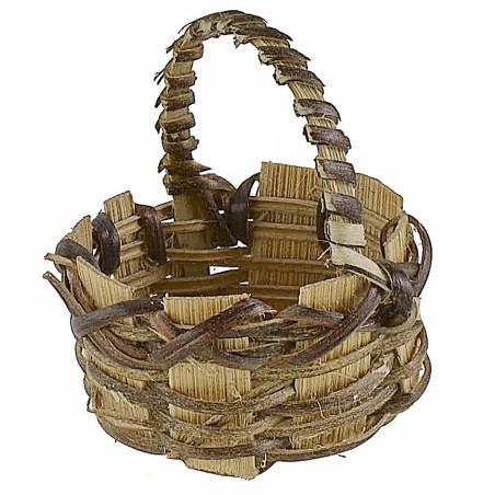 Dark wicker basket with handle, diameter 4x4.2 cm, small parts.