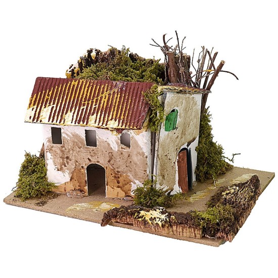 Set 6 gruppi di casette per presepe cm 15x10,5x10 h sughero