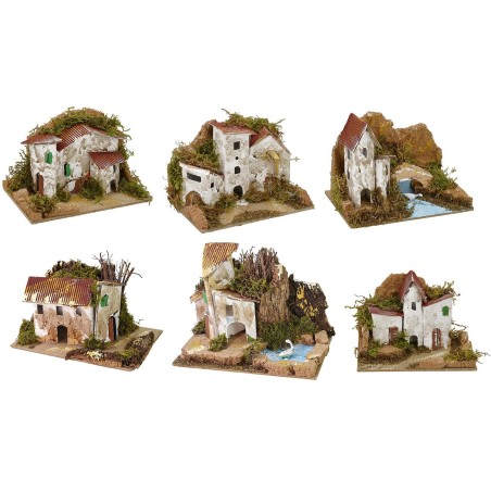 Set of 6 groups of nativity scene houses 15x10.5x10 cm h