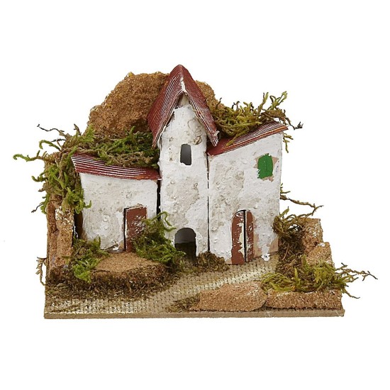 Set 6 gruppi di casette per presepe cm 15x10,5x10 h sughero